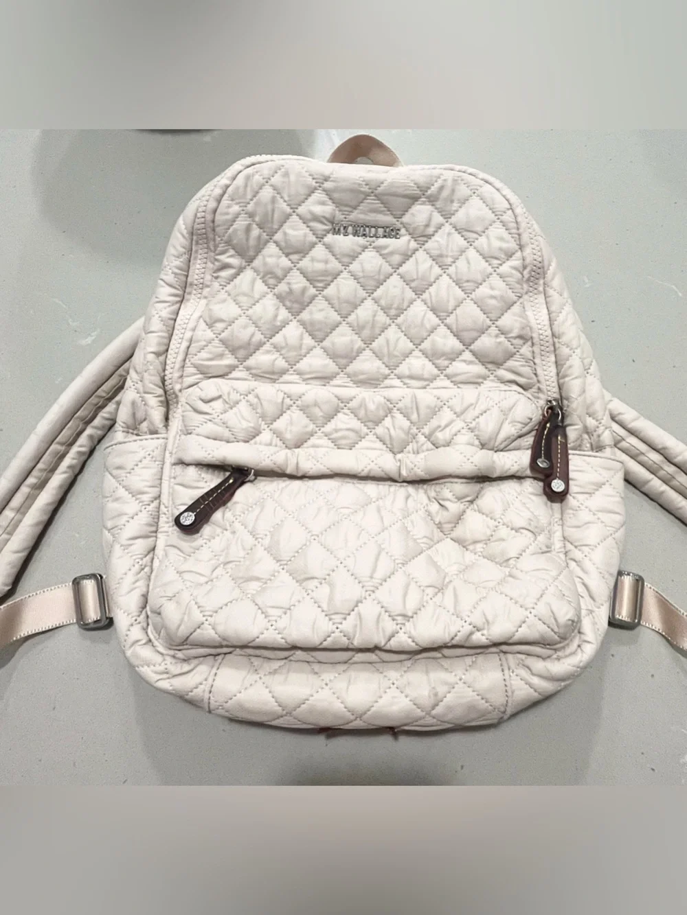 MZ Wallace New York Quilted Metro Laptop School Travel Backpack Buff Pink